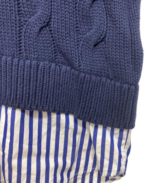 LAUREN RALPH LAUREN（ローレン ラルフ ローレン）LAUREN RALPH LAUREN (ローレン ラルフ ローレン) レイヤード ケーブルニット セーター ネイビー サイズ:LGの古着・服飾アイテム