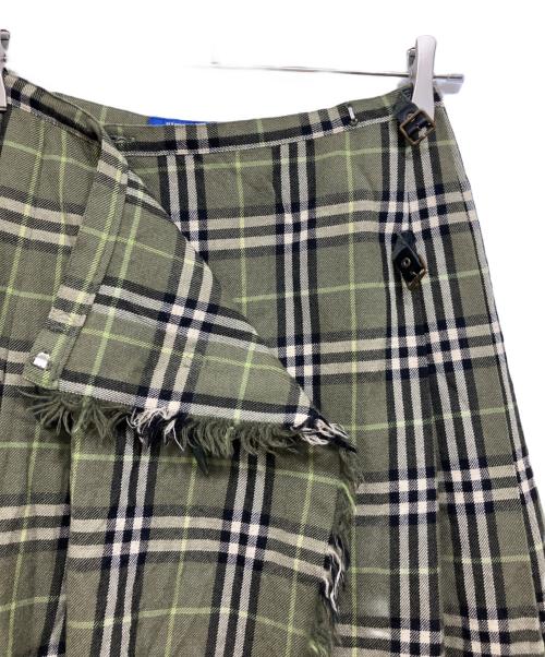 BURBERRY BLUE LABEL（バーバリー ブルー レーベル）BURBERRY BLUE LABEL (バーバリー ブルー レーベル) ノバチェック ラップスカート グリーン サイズ:36の古着・服飾アイテム