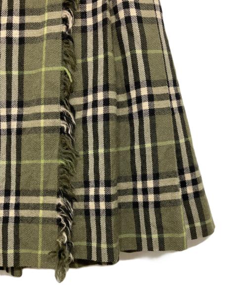 BURBERRY BLUE LABEL（バーバリー ブルー レーベル）BURBERRY BLUE LABEL (バーバリー ブルー レーベル) ノバチェック ラップスカート グリーン サイズ:36の古着・服飾アイテム