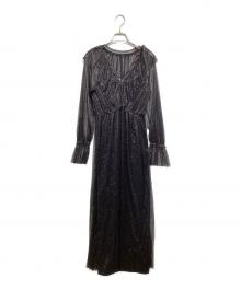 Ameri（アメリ）の古着「GLITTER FRILL COLLAR DRESS」｜ブラック