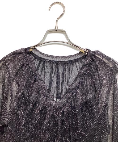 Ameri（アメリ）Ameri (アメリ) GLITTER FRILL COLLAR DRESS ブラック サイズ:Sの古着・服飾アイテム