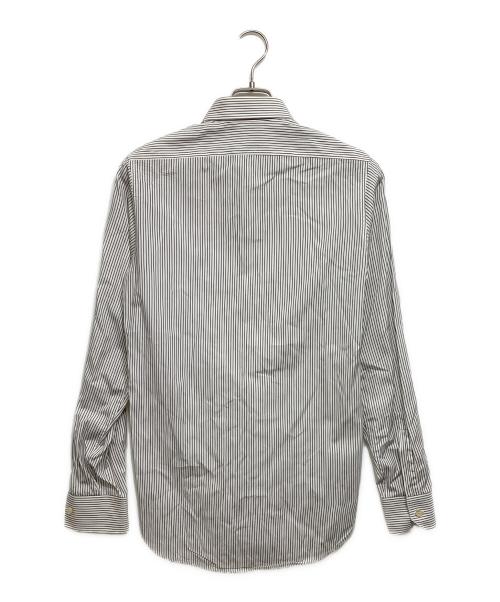 Saint Laurent Paris（サンローランパリ）Saint Laurent Paris (サンローランパリ) ストライプシャツ ホワイト×ブラウン サイズ:36/14の古着・服飾アイテム