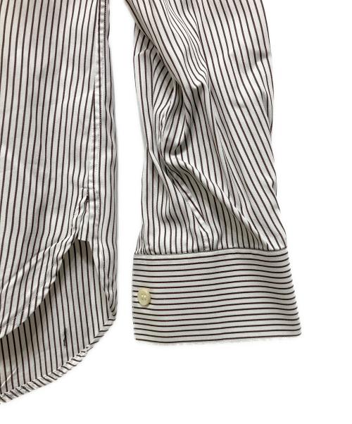 Saint Laurent Paris（サンローランパリ）Saint Laurent Paris (サンローランパリ) ストライプシャツ ホワイト×ブラウン サイズ:36/14の古着・服飾アイテム