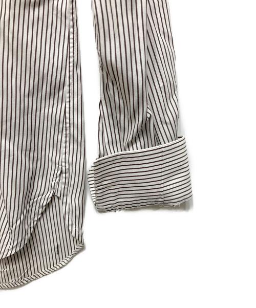 Saint Laurent Paris（サンローランパリ）Saint Laurent Paris (サンローランパリ) ストライプシャツ ホワイト×ブラウン サイズ:36/14の古着・服飾アイテム