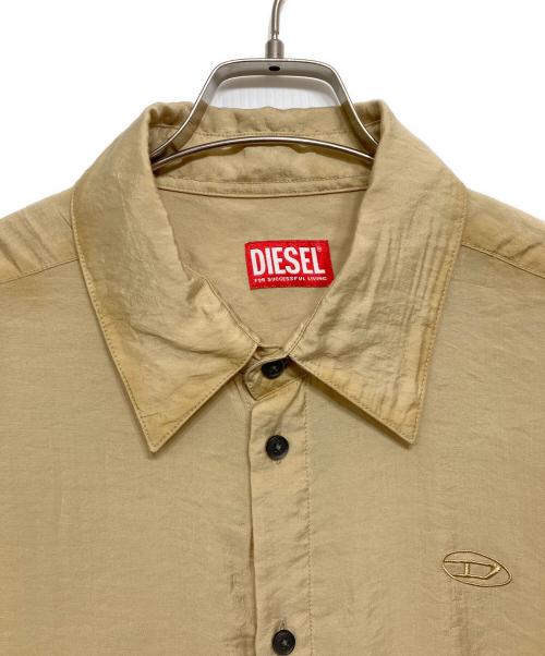 DIESEL（ディーゼル）DIESEL (ディーゼル) S-Simply-SS-Lhba Shirt In Crinkled Nylon-Viscose ベージュ サイズ:48の古着・服飾アイテム