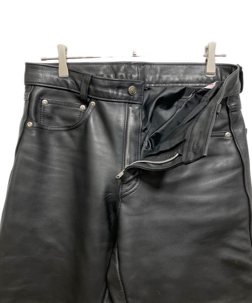 Schott（ショット）Schott (ショット) ストレートレザーパンツ ブラック サイズ:32の古着・服飾アイテム