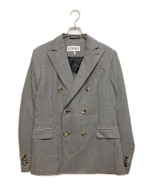 LOEWE（ロエベ）LOEWE (ロエベ) ウールシルクダブルブレストジャケット ホワイト×ブラック サイズ:SIZE 48の古着・服飾アイテム