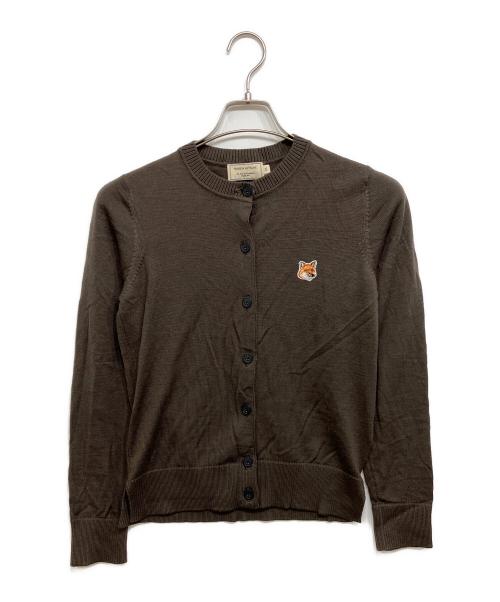 maison kitsune（メゾンキツネ）MAISON KITSUNE (メゾンキツネ) FOX HEAD PATCH CARDIGAN ブラウン サイズ:XSの古着・服飾アイテム