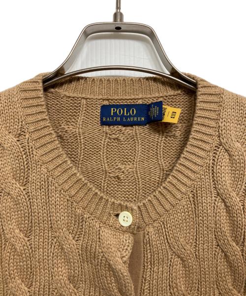 POLO RALPH LAUREN（ポロ・ラルフローレン）POLO RALPH LAUREN (ポロ・ラルフローレン) ケーブルニット コットン クルーネック カーディガン ベージュ サイズ:Mの古着・服飾アイテム