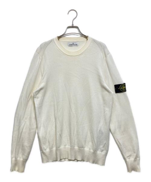 STONE ISLAND（ストーンアイランド）STONE ISLAND (ストーンアイランド) ロゴワッペンクルーネックニット ホワイト サイズ:Mの古着・服飾アイテム