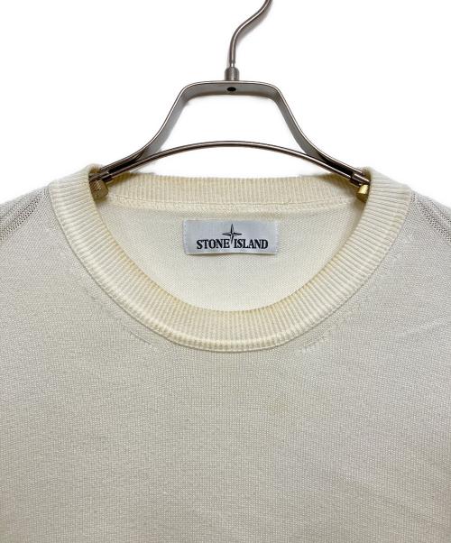 STONE ISLAND（ストーンアイランド）STONE ISLAND (ストーンアイランド) ロゴワッペンクルーネックニット ホワイト サイズ:Mの古着・服飾アイテム