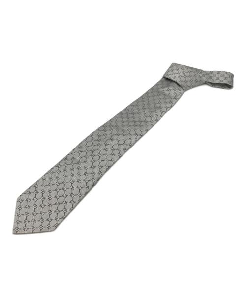 GUCCI（グッチ）GUCCI (グッチ) GG総柄ネクタイ シルバー サイズ:148×8cmの古着・服飾アイテム