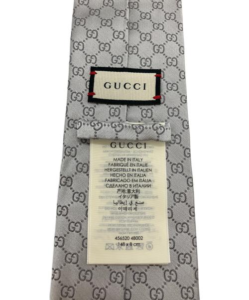 GUCCI（グッチ）GUCCI (グッチ) GG総柄ネクタイ シルバー サイズ:148×8cmの古着・服飾アイテム