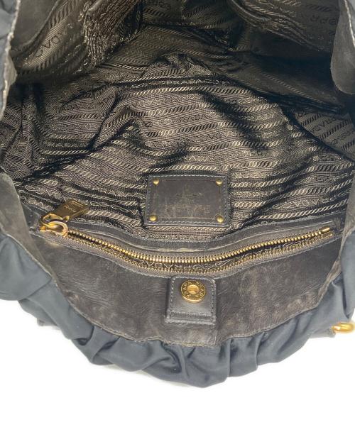 PRADA（プラダ）PRADA (プラダ) ロゴジャガードナイロントートバッグ ブラック×ブラウンの古着・服飾アイテム