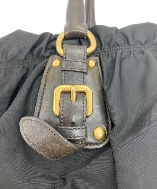 PRADA（プラダ）PRADA (プラダ) ロゴジャガードナイロントートバッグ ブラック×ブラウンの古着・服飾アイテム