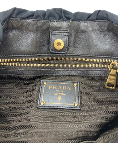 PRADA（プラダ）PRADA (プラダ) ロゴジャガードナイロントートバッグ ブラック×ブラウンの古着・服飾アイテム