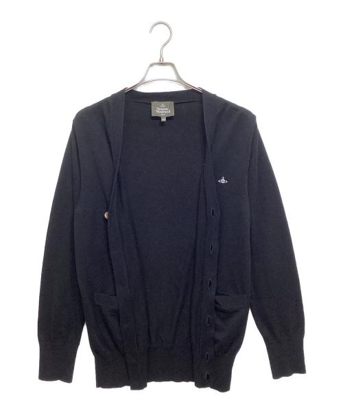 Vivienne Westwood man（ヴィヴィアン ウェストウッド マン）Vivienne Westwood man (ヴィヴィアン ウェストウッド マン) オーブ刺繍コットンリネンカーディガン ブラック サイズ:44の古着・服飾アイテム