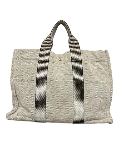 HERMES（エルメス）HERMES (エルメス) ニューフールトゥMM トートバッグ ホワイト×ブラックの古着・服飾アイテム