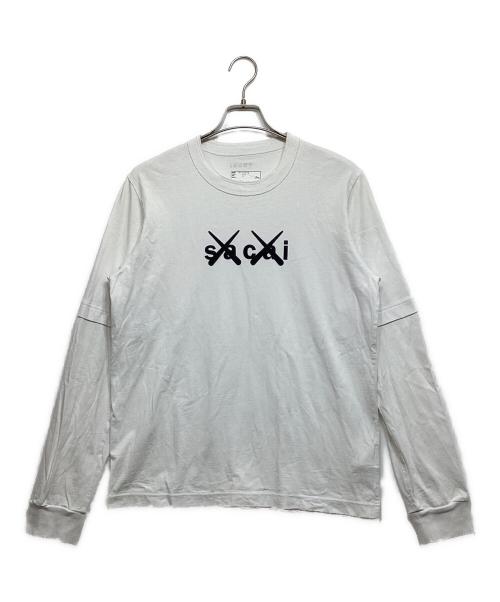 sacai（サカイ）sacai (サカイ) KAWS (カウズ) Flock Print Long Sleeve T-Shirt ホワイト サイズ:3の古着・服飾アイテム