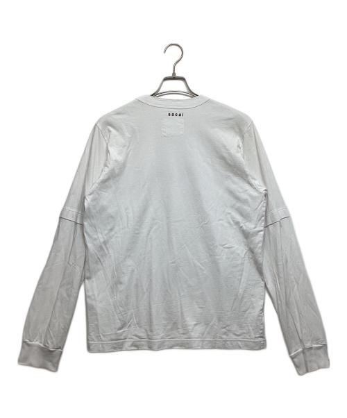 sacai（サカイ）sacai (サカイ) KAWS (カウズ) Flock Print Long Sleeve T-Shirt ホワイト サイズ:3の古着・服飾アイテム