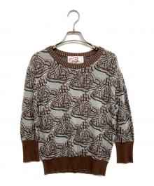 Vivienne Westwood RED LABEL（ヴィヴィアンウエストウッドレッドレーベル）の古着「ORB REPEATニット」｜グレー×ブラウン