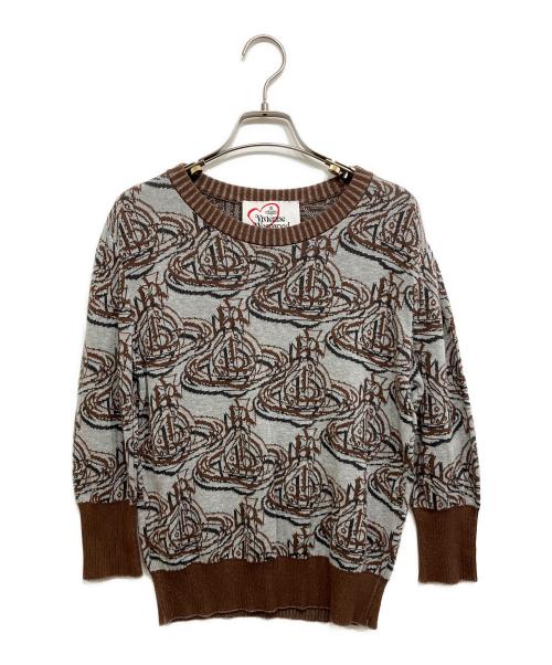 Vivienne Westwood RED LABEL（ヴィヴィアンウエストウッドレッドレーベル）Vivienne Westwood RED LABEL (ヴィヴィアンウエストウッドレッドレーベル) ORB REPEATニット グレー×ブラウン サイズ:00の古着・服飾アイテム