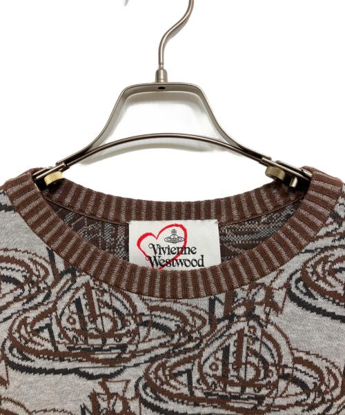 Vivienne Westwood RED LABEL（ヴィヴィアンウエストウッドレッドレーベル）Vivienne Westwood RED LABEL (ヴィヴィアンウエストウッドレッドレーベル) ORB REPEATニット グレー×ブラウン サイズ:00の古着・服飾アイテム