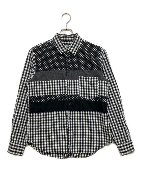 BLACK COMME des GARCONS（ブラックコムデギャルソン）BLACK COMME des GARCONS (ブラックコムデギャルソン) パッチワークチェックシャツ ブラック サイズ:Mの古着・服飾アイテム