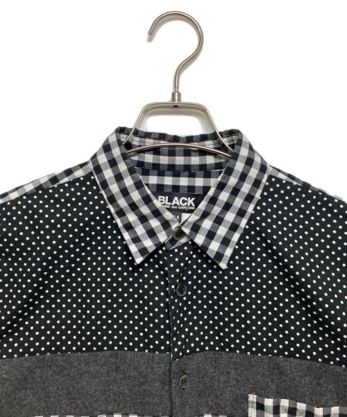 BLACK COMME des GARCONS（ブラックコムデギャルソン）BLACK COMME des GARCONS (ブラックコムデギャルソン) パッチワークチェックシャツ ブラック サイズ:Mの古着・服飾アイテム