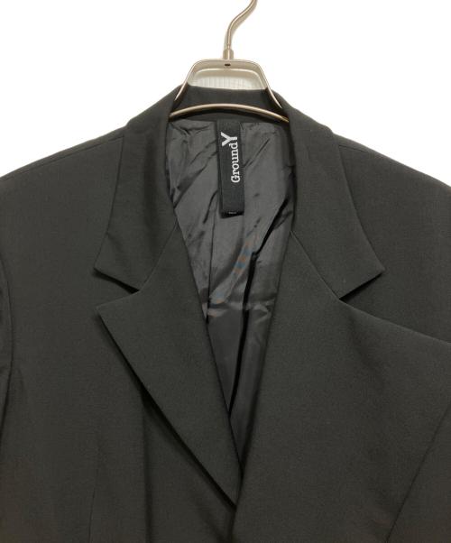 GROUND Y（グラウンドワイ）GROUND Y (グラウンドワイ) WOOL GABARDINE ASYMMETRICAL JACKET ブラック サイズ:3の古着・服飾アイテム