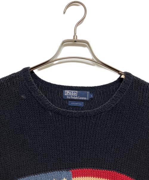 POLO RALPH LAUREN（ポロ・ラルフローレン）POLO RALPH LAUREN (ポロ・ラルフローレン) 星条旗コットンニット ネイビー サイズ:Lの古着・服飾アイテム