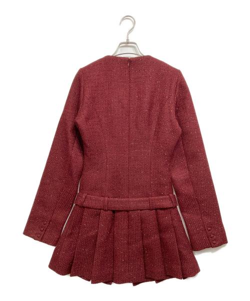 darich（ダーリッチ）Darich (ダーリッチ) ボックスプリーツツイードミニワンピース レッド サイズ:Free 未使用品の古着・服飾アイテム