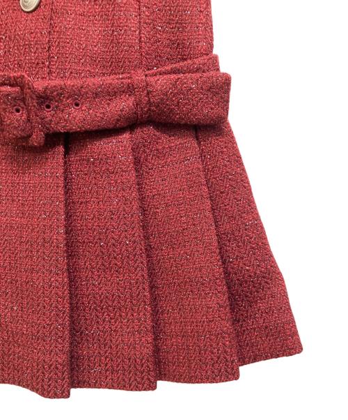 darich（ダーリッチ）Darich (ダーリッチ) ボックスプリーツツイードミニワンピース レッド サイズ:Free 未使用品の古着・服飾アイテム