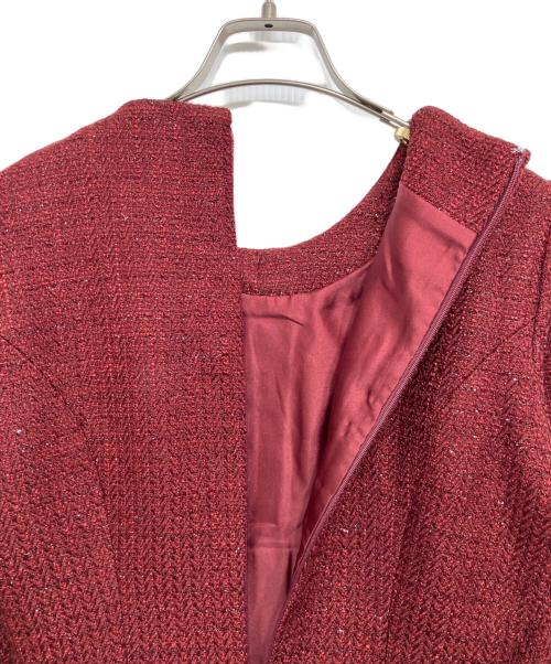 darich（ダーリッチ）Darich (ダーリッチ) ボックスプリーツツイードミニワンピース レッド サイズ:Free 未使用品の古着・服飾アイテム