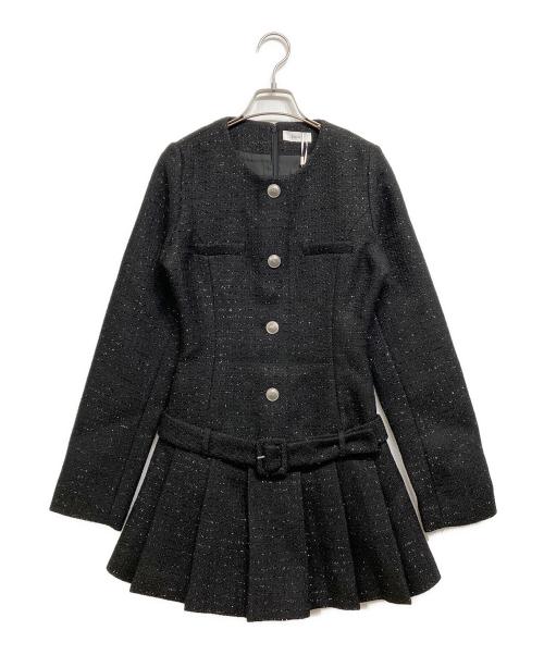 darich（ダーリッチ）darich (ダーリッチ) ボックスプリーツツイードミニワンピース ブラック サイズ:Free 未使用品の古着・服飾アイテム