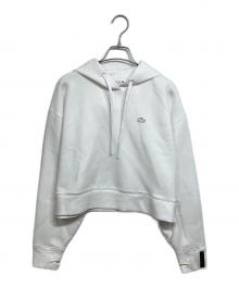 LACOSTE（ラコステ）の古着「ワイド＆クロップドフードスウェット」｜ホワイト