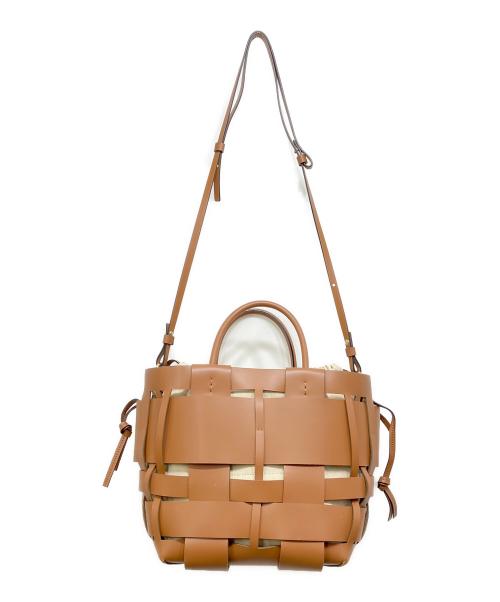 ZANCHETTI（ザンケッティー）ZANCHETTI (ザンケッティー) WOVEN MIDI SHOPPER / 2WAYショルダーバッグ ブラウンの古着・服飾アイテム