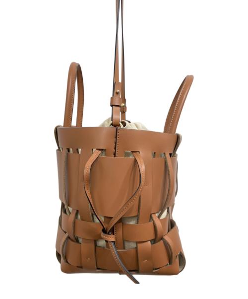 ZANCHETTI（ザンケッティー）ZANCHETTI (ザンケッティー) WOVEN MIDI SHOPPER / 2WAYショルダーバッグ ブラウンの古着・服飾アイテム