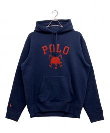 POLO RALPH LAUREN（ポロ・ラルフローレン）の古着「ロゴフリースフーディ」｜ネイビー
