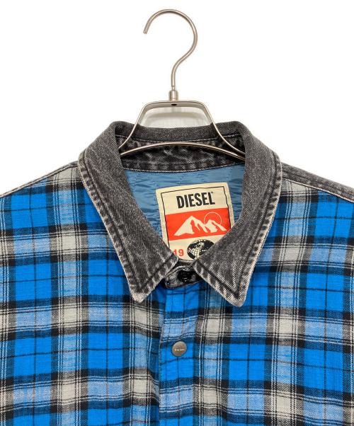 DIESEL（ディーゼル）DIESEL (ディーゼル) フランネルシャツジャケット ブルー サイズ:Lの古着・服飾アイテム