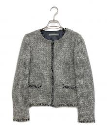 theory luxe（セオリーリュクス）の古着「ノーカラーツイードジャケット」｜ブラック