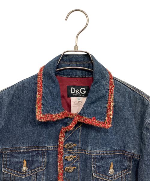 DOLCE & GABBANA（ドルチェ＆ガッバーナ）DOLCE & GABBANA (ドルチェ＆ガッバーナ) ツイードパイピング デニムジャケット インディゴ サイズ:Sの古着・服飾アイテム