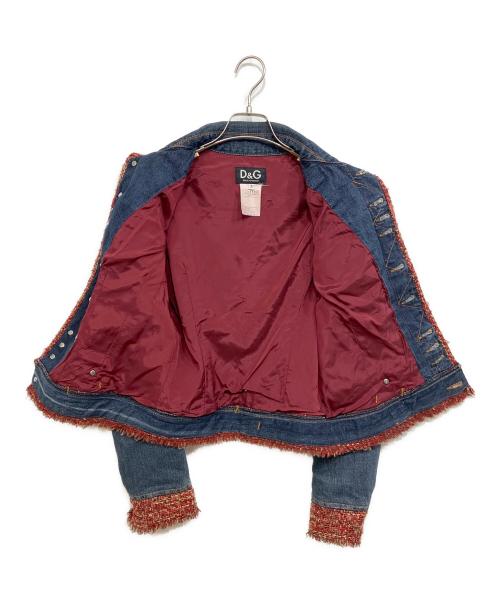 DOLCE & GABBANA（ドルチェ＆ガッバーナ）DOLCE & GABBANA (ドルチェ＆ガッバーナ) ツイードパイピング デニムジャケット インディゴ サイズ:Sの古着・服飾アイテム