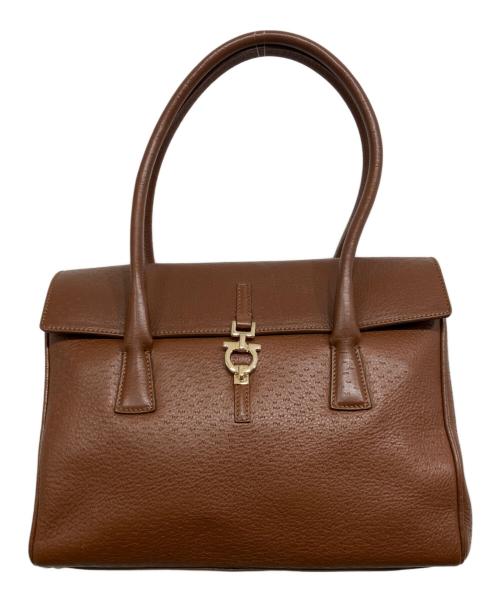 Salvatore Ferragamo（サルヴァトーレ フェラガモ）Salvatore Ferragamo (サルヴァトーレ フェラガモ) ガンチーニバックルハンドバッグ ブラウンの古着・服飾アイテム