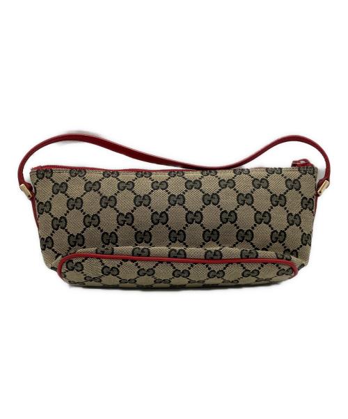 GUCCI（グッチ）GUCCI (グッチ) アクセサリーポーチ ベージュ×レッドの古着・服飾アイテム