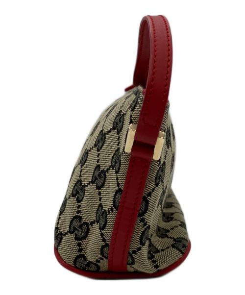 GUCCI（グッチ）GUCCI (グッチ) アクセサリーポーチ ベージュ×レッドの古着・服飾アイテム