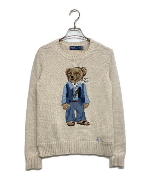 POLO RALPH LAUREN（ポロ・ラルフローレン）POLO RALPH LAUREN (ポロ・ラルフローレン) ポロベアコットンクルーネックニット アイボリー サイズ:XXSの古着・服飾アイテム
