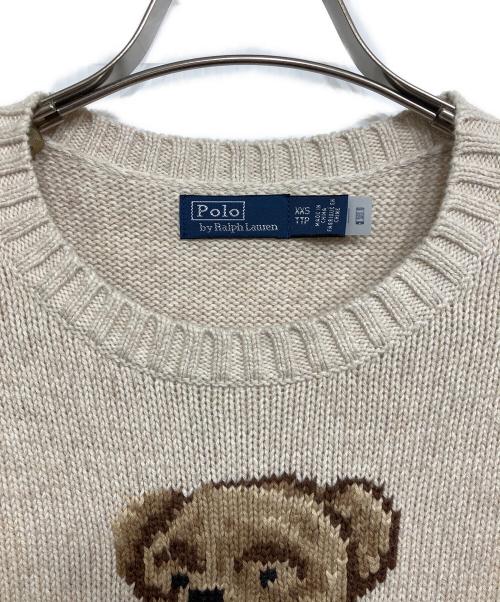 POLO RALPH LAUREN（ポロ・ラルフローレン）POLO RALPH LAUREN (ポロ・ラルフローレン) ポロベアコットンクルーネックニット アイボリー サイズ:XXSの古着・服飾アイテム
