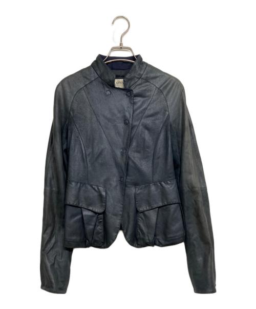 ARMANI COLLEZIONI（アルマーニ コレツィオーニ）ARMANI COLLEZIONI (アルマーニ コレツィオーニ) レザージャケット ネイビー サイズ:38の古着・服飾アイテム