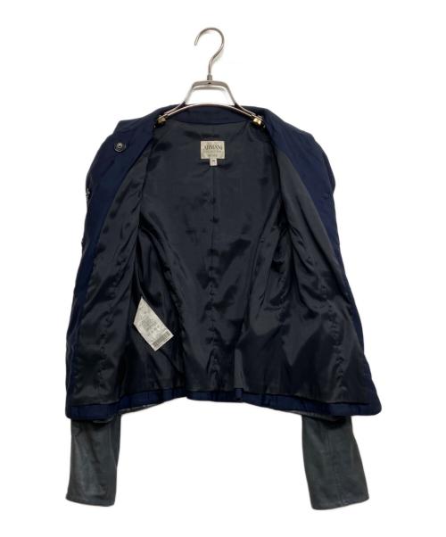 ARMANI COLLEZIONI（アルマーニ コレツィオーニ）ARMANI COLLEZIONI (アルマーニ コレツィオーニ) レザージャケット ネイビー サイズ:38の古着・服飾アイテム